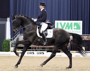 Krusterhof's head rider Stefanie Wolf on breeding stallion Rocky Lee (by Rock Forever x Justinian xx)