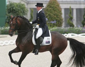 Australian Olympian Hayley Beresford on Lusitano stallion Relampago do Retiro :: Photo © Astrid Appels