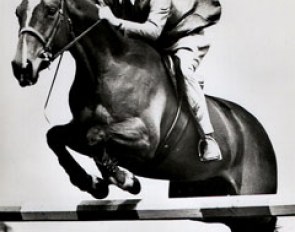 Diana Mason jumping Tramella at home in the 1950s