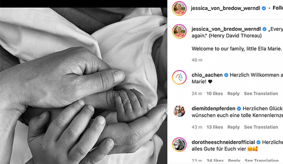 Jessica announced the birth of her baby girl on Instagram