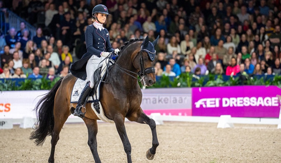 Dinja van Liere and Hermes NOP won today’s eighth leg of the FEI Dressage World Cup™ 2022/2023 Western European League on home ground in Amsterdam :: Photo © Arnd Bronkhorst