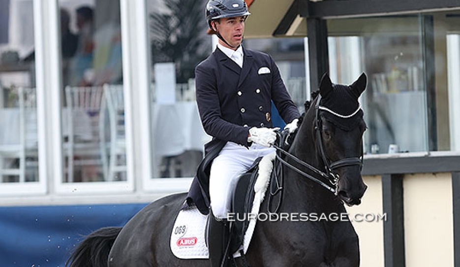 Benjamin Werndl riding Dallenio in the Nurnberger Burgpokal qualifier for developing PSG horses at the 2023 CDI Hagen :: Photo © Astrid Appels