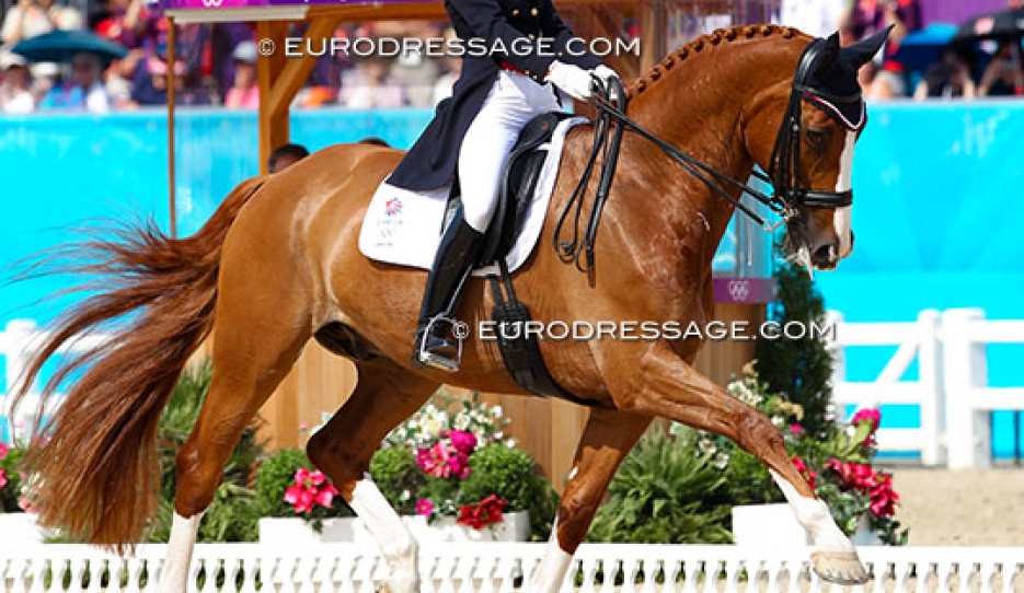 Laura Bechtolsheimer and Mistral Hojris riding to team gold and individual bronze at the 2012 Olympics :: Photo © Astrid Appels