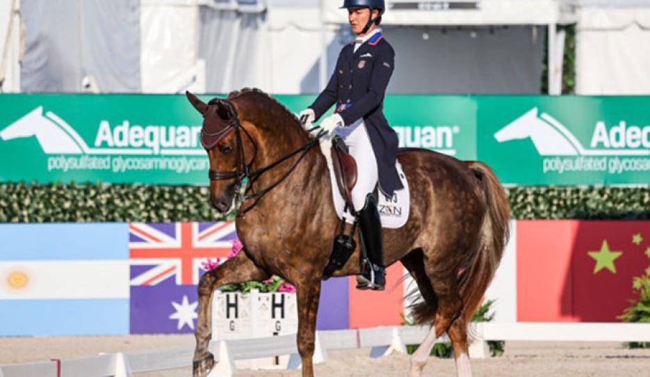 Adrienne Lyle and Helix in the 5* Grand Prix at the 2025 CDI Wellington :: Photo © Sue Stickle