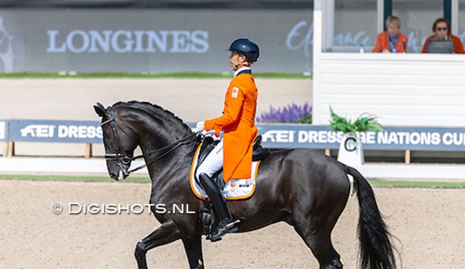 Hans Peter Minderhoud and Taminiau on their final centerline at the 2025 CDI Rotterdam :: Photos © Digishots