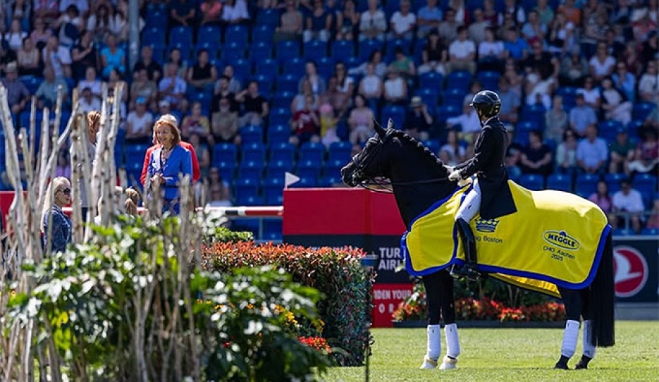 Meggle's Boston in his retirement ceremony at the 2025 CDIO Aachen :: Photo © Lily Forado