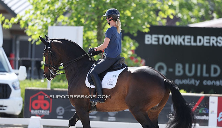 Laura Tomlinson schooling her home bred Full Moon II at the 2025 CDIO Lier :: Photo © Astrid Appels