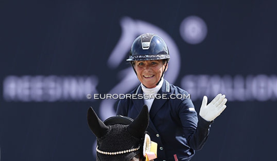 Anne Troensegaard and Slangerupgaards Saffron won the 6-YO Preliminary Test at 2025 World Young Horse Championships :: Photo © Astrid Appels