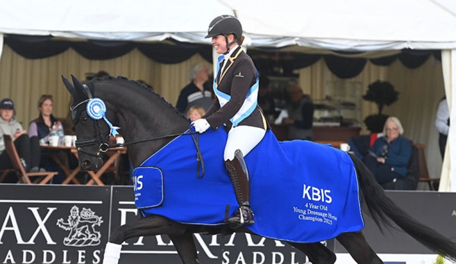 Becky Moody and Raver TC win the 4-year old division at the 2025 British Young Horse Championships :: Photos © Kevin Sparrow
