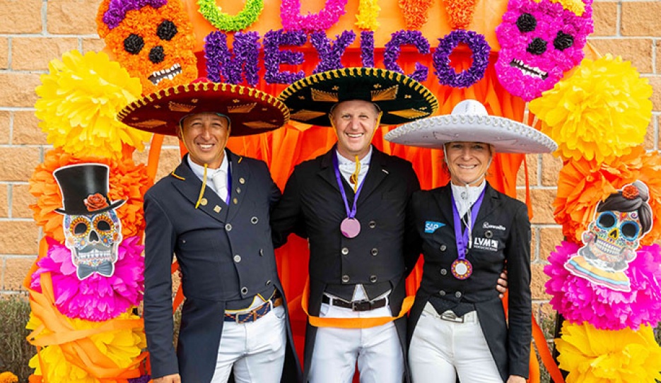 Julio Mondoza, Matthias Rath and Ingrid Klimke at the World Cup Qualifier in Mexico :: Photo © Lukasz Kowalski