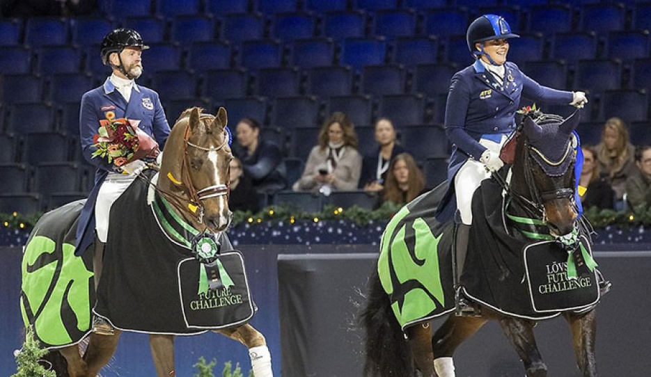 Mattias Jansson on Delgado and Cecilia Bergakra on My Friend at the 2025 Lovsta Future Challenge final in Stockholm :: Photo © Ronald Thunholm
