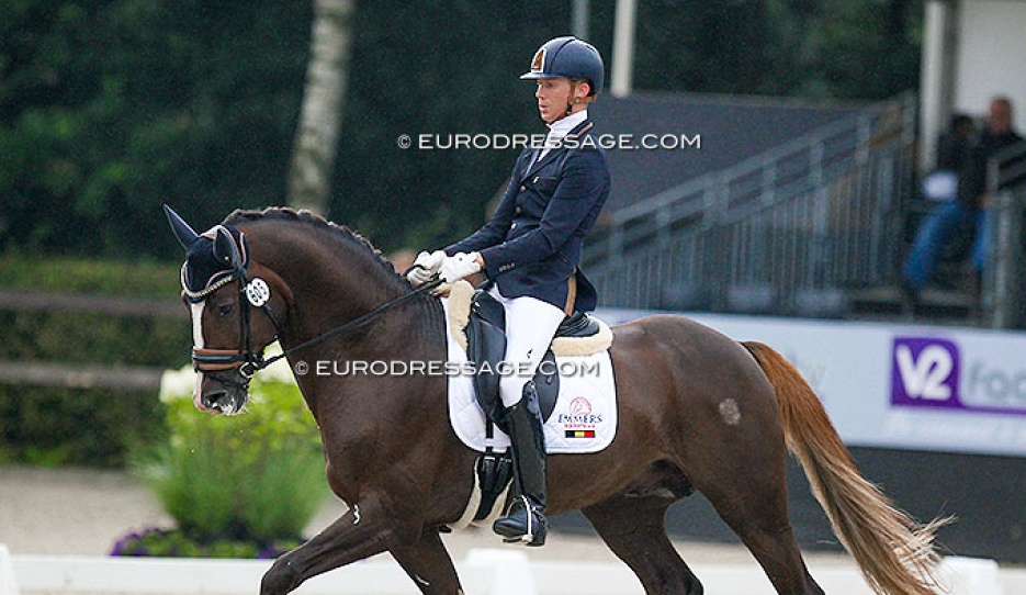 Tom Franckx and Quanto Curo van het Bloemenhof at the 2019 World Championships for young dressage horses :: Photo © Astrid Appels