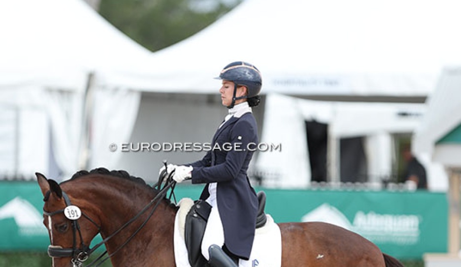 Amanda Perkowski and Sonata MF in the Developing GP Horse test at the 2024 CDN Wellington :: Photo © Astrid Appels