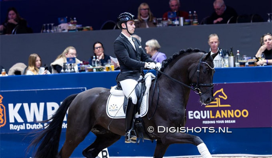 Alvaro Rodriquez Siscar and Secret USB at the 2025 KWPN Stallion Licensing :: Photo © Digishots