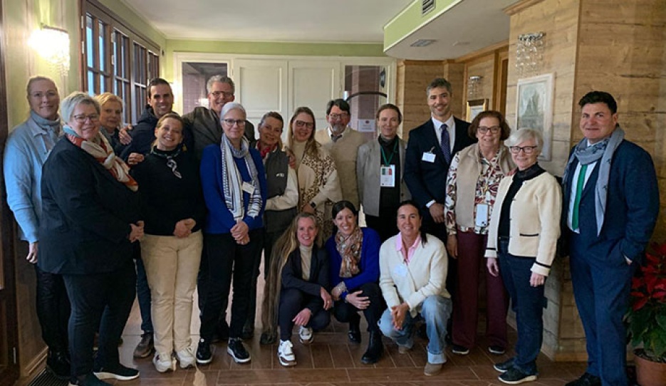 Participants in the FEI/IDOC Transfer Up Course for Young Horse Judges in Ornago