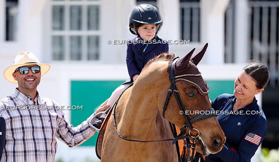David DaSilva, Bailey DaSilva on Quartett and Adrienne Lyle in the leadline class on Sunday 15 February 2026 :: Photo © Astrid Appels