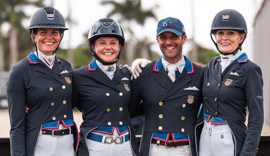 Team USA with Anna Marek, Meagan Davis, Jordan LaPlaca and Ashley Holzer winning the FEI Nations Cup in Wellington 2026 :: Photos © Centre Line Media