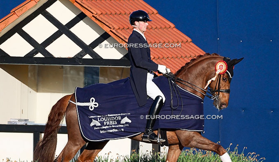 Frederic Wandres and Veuve Clicquot won the warm-up round of the Louisdor Cup qualifier at the 2026 CDI Hagen :: Photo © Astrid Appels