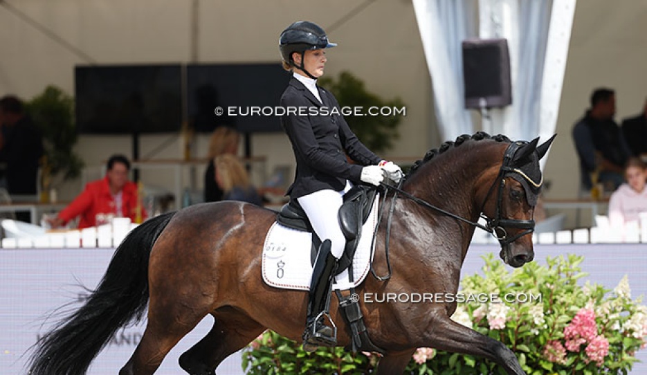 Carina Scholz and La Jolie SW OLD at the 2025 World Young Horse Championships :: Photo © Astrid Appels