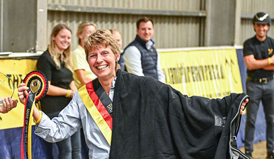 Judith Davis of Hawtins Stud was honoured at the BHHS annual show for having bred the Mare of the Year, Hawtins San Floriana