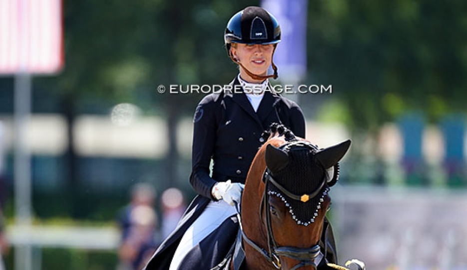 Dutch U25 Team Rider Tessa Kole and Odi Murona win the 7-year old final at the 2026 World Young Horse Championships :: Photo © Astrid Appels