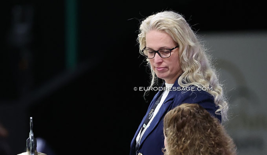Joyce van Rooijen-Heuitink judging at the 2025 CDI-W 's Hertogenbosch :: Photo © Astrid Appels