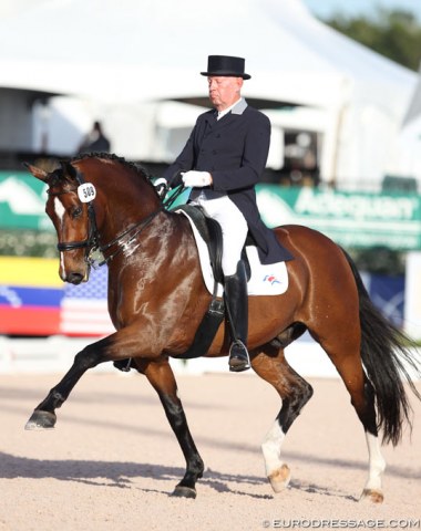 Costa Rican Christer Egerstrom on Bello Oriente, a Belissimo M out of Maradonna (by Donnerhall), the dam of licensed stallions Furstenball and Desiderio