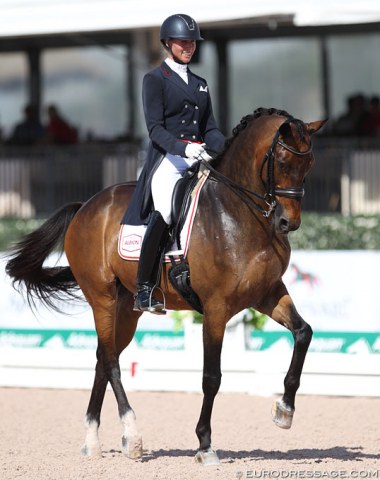 Megan Lane on her third Grand Prix ride, Zodiac MW (by Rousseau)