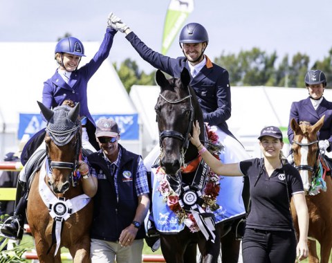 Julie Brougham and John Thompson celebrate