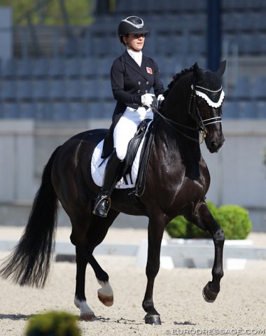 Carla Aeberhard on Delioh von Buchmatt. This Swiss pair is coached by Gareth Hughes