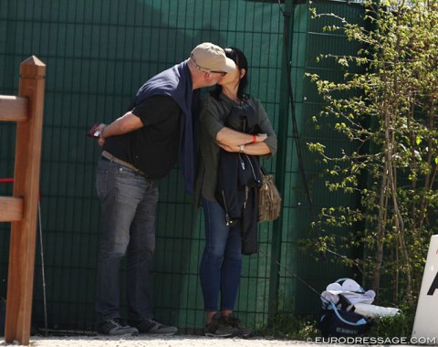 Business mogul Ralph Uwe Westhoff gives a quick peck to his partner Martha Groeninger. The couple also owns Florenciano as well as co-owns Sönke Rothenberger's team gold medal winning Cosmo and several more of Rothenberger's horses.