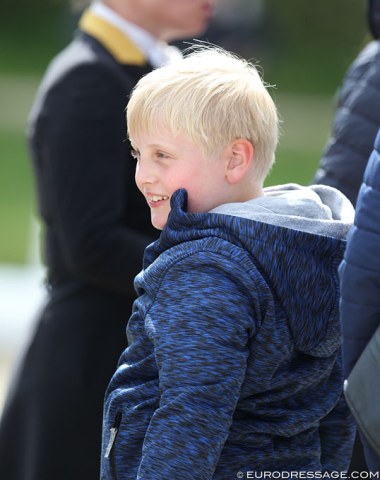 Isabell Werth's son Frederik was a helping hand at the show, aiding his mom in mounting her horse by putting his hands on her bum and lifting her up. "At my age, you need a little push," Werth joked with a big smile on her face