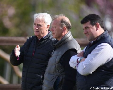 French team trainer Jan Bemelmans chatting with Norbert van Laak