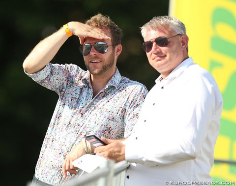 Dutchmen Michel Wantia and Boy de Winter (of L'Hiver top hats) watching the Grand Prix