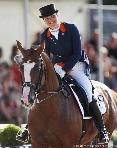 Thamar Zweistra is all smiles at the end of her ride on Hexagon's Double Dutch