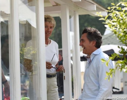 Judge Ulrike Nivelle chatting with Sönke Lauterbach, the secretary-general of the German Equestrian Federation