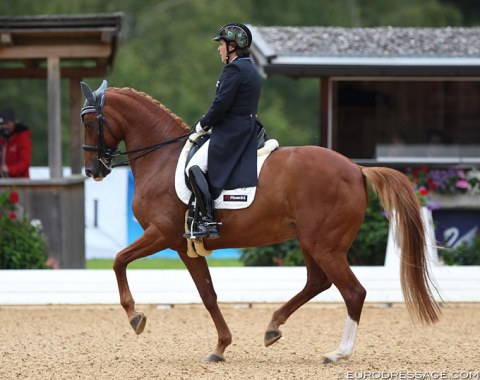 Evelyn Haim-Swarovski and Delilah Royal in the transition from piaffe to passage