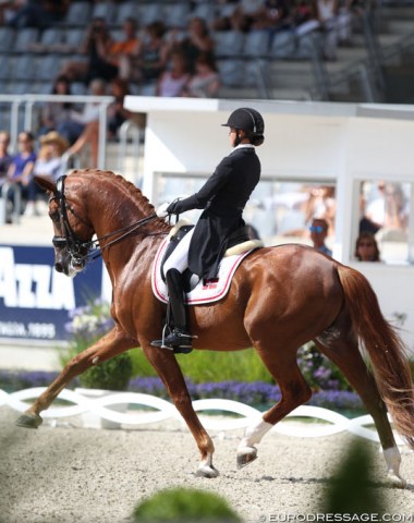 Andreas Helgstrand's assistant trainers Victoria Vallentin and Betina Jaeger were going head-to-head in Aachen: Vallentin and Ludwig der Sonnenkonig finished 10th with 71.043%