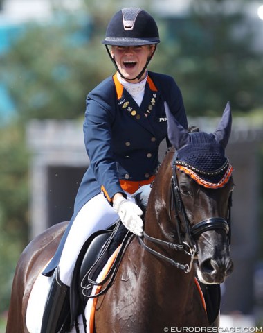 Donkers jubilates when she hears her 77% score