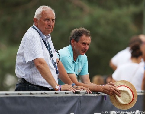 Belgian judge and TD Jacques van Daele with Fontainebleau dressage manager Didier Ferrer