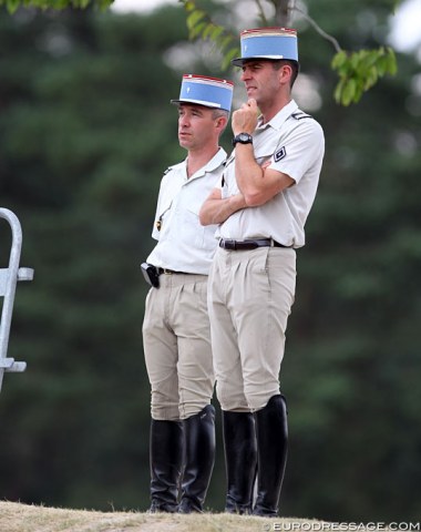 The French "gendarmerie" patrol the show grounds