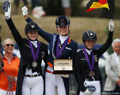 The individual test podium: Valentina Pistner, Daphne van Peperstraten and Romy Allard