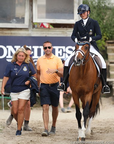 Swedish chef d'equipe Tina DueBoje, coach Kristian von Krusenstierna, and Ebba Kjellberg Bogegardens Limbery