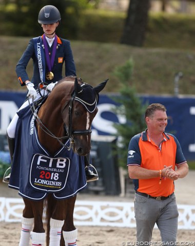 Thalia Rockx with her dad Johan Rockx, an accomplished Grand Prix rider and former Dutch team trainer. Golden Dancer de la Fazenda (by Bretton Woods) is home bred