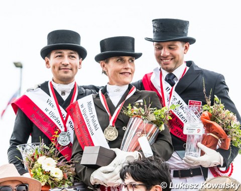 The Grand Prix podium: Rishat Sabitov, Katarzyna Milczarek, Mateusz Cichon