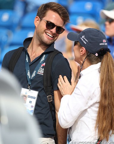 Carl Hester's partner Ben Neal with Hawtins Delicato's owner