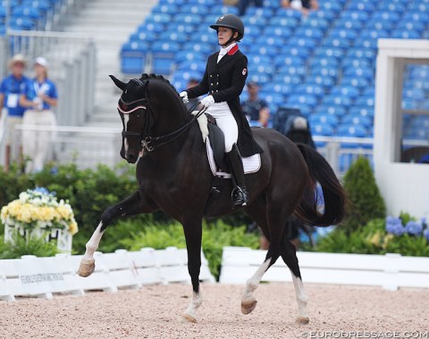 Canada's Belinda Trussell on Tattoo, who is bred by the late Georg Theodorescu