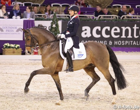 Ingrid Klimke on Elena Knyaginicheva's PSI Auction price highlight SPH Dante (by Welfenadel x Dormello)