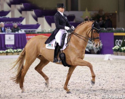 Dorothee Schneider on Lionella vom Rosencarree (by Londontime x Corradino)