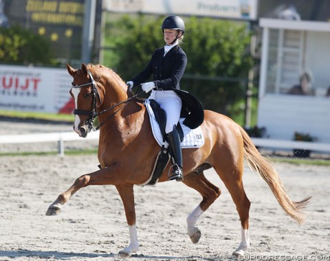 Juliette Ramel and the 12-year old talented Wall Street JV (by Wie Weltmeyer x Starway xx). The chestnut was a bit too tense in the windy and chilly atmosphere at Joosland